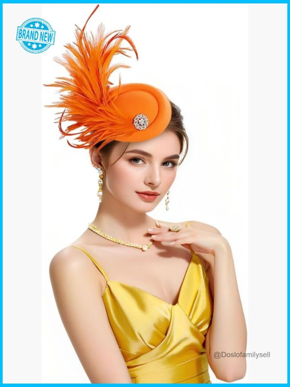 Feather Fascinator Hat Headband Clip Tea Party Derby Pillbox Hat for Women